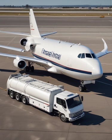 A sea vessel transporting fuel across calm ocean waters at sunset.