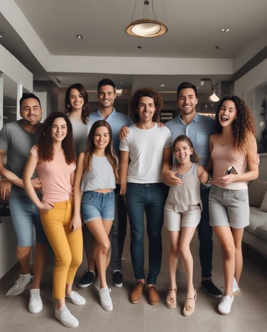 Group of condominium residents happily interacting during a community meeting.