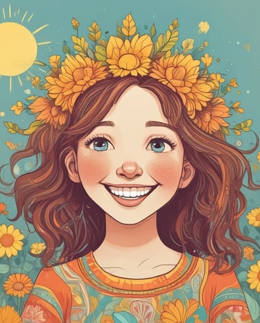 a girl with a flower crown on her head