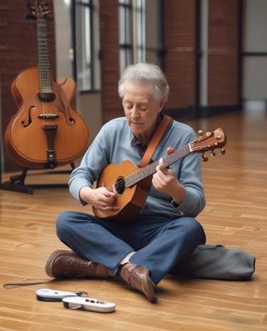 A brass singing bowl with a wooden mallet rests on an intricately patterned textile. Nearby, a red candle burns with a visible flame, casting a warm glow. An ornate incense box releases a trail of smoke, suggesting an atmosphere of tranquility and meditation.