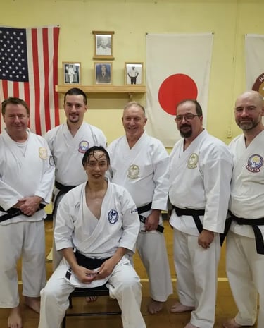 Karate dojo senpai with Wado Ryu grandmaster