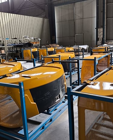 PDCPD exterior parts for construction machinery. PDCPD-RIM technology for heavy equipment