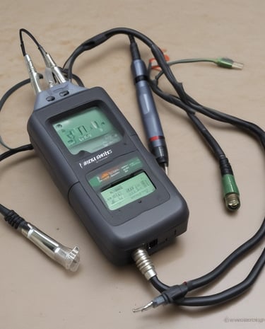 A Heineken Silver beer bottle stands on a wooden surface next to a digital thermometer. The thermometer displays several temperature readings. The background is a soft blue color, enhancing the refreshing theme.