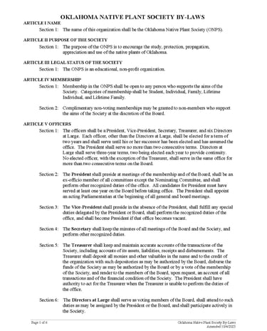 2025 By-Laws, page 1 of 6