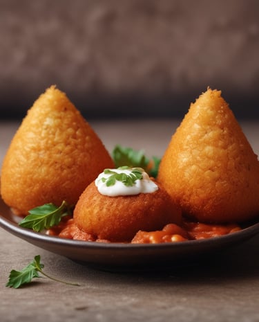 A takeout box filled with spaghetti topped with basil and a meat sauce is placed on a wooden cutting board. Beside it, there is a slice of garlic bread. Nearby, there are containers with dried chili flakes and herbs, as well as a few whole red chili peppers scattered on the table.