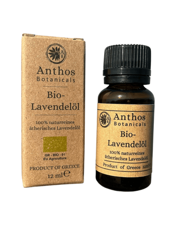 a bottle and a box of lavender essential oil