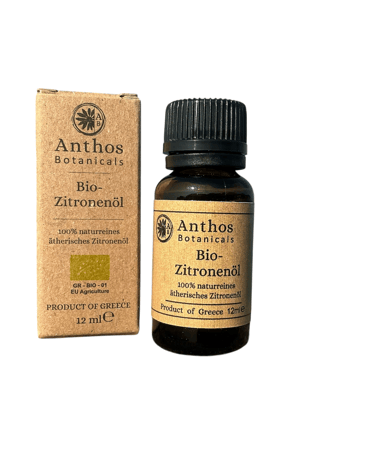 a bottle and a box of lemon essential oil 