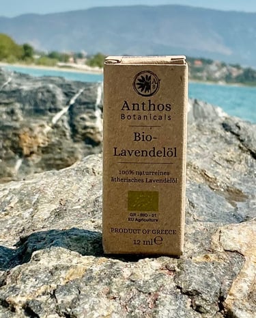 a box of lavender essential oil