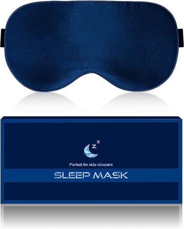 a sleep mask with a blue and white sleeping mask