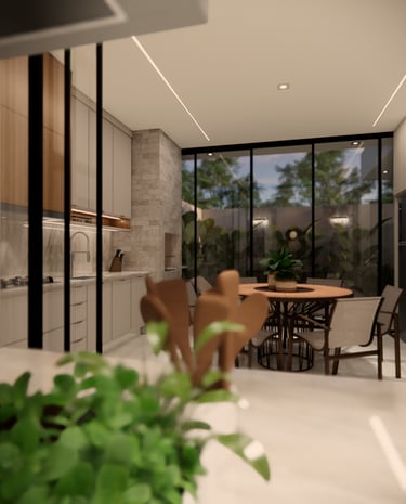 cozinha integrada com o gourmet