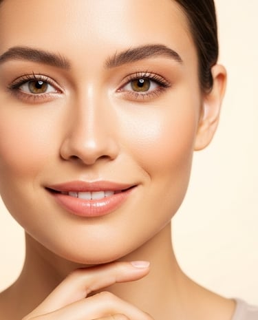 A close-up portrait of a woman with clear skinhighlighting her enhanced natural beauty after facial 