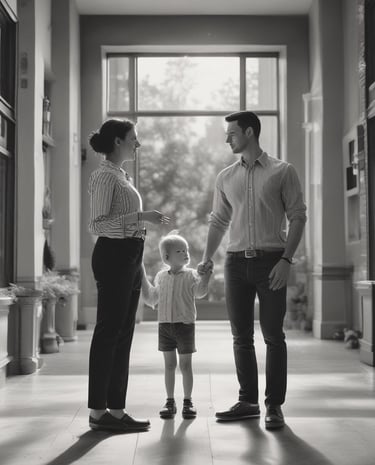 A cardboard sign with the words 'Descendant of genocide' written in black marker. Below the text, there are hand-drawn illustrations of two individuals, one holding a knife and the other holding what appears to be a plant or branch. The background is blurry, indicating an outdoor setting, possibly during a protest or demonstration.