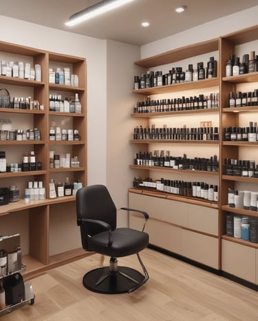 A collection of objects is displayed on a white textured surface. Among the items is a green and black cylindrical device, an attachment nozzle, a small brush, a transparent container, and a metal filter. In the background, there are parts of a model resembling a metallic Eiffel Tower and a white and black sign with text.