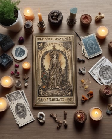 An assortment of colorful crystals arranged in a circle on a dark surface.