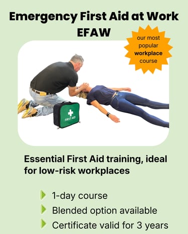 practising opening an airway during Emergency First Aid at Work course