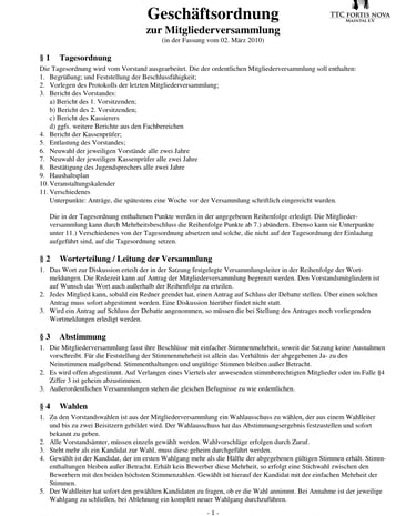 Geschäftsordnung Vorschau