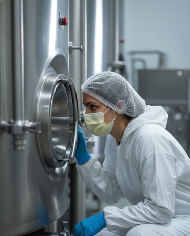 Inspección de equipo en planta de alimentos y verificación procesos de inocuidad.