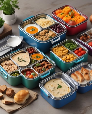 A set of stainless steel kitchen utensils arranged neatly on a countertop.