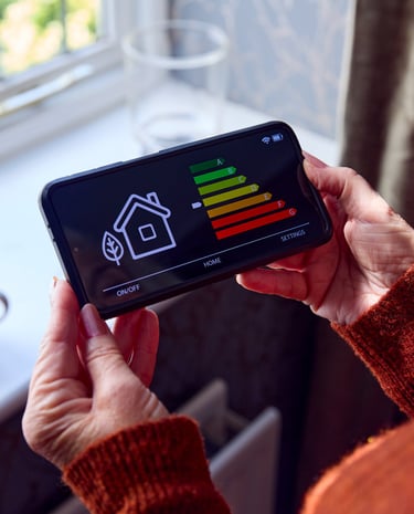 Home Owner checking energy rating on their mobile phone
