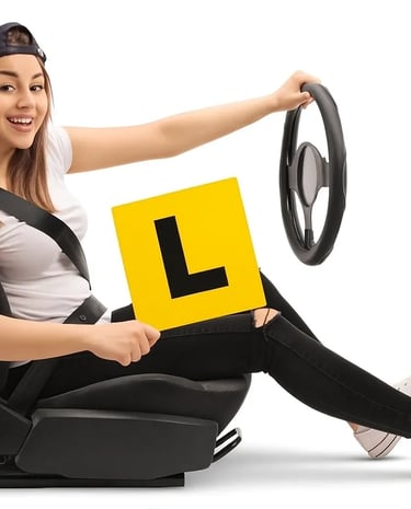 L plate Learner driver preparation for driving test at Mitcham testing centre