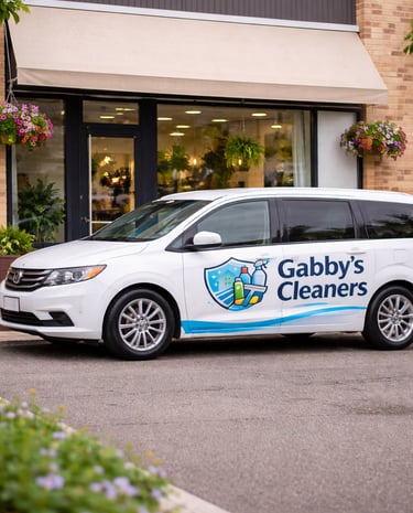 Gabby’s Cleaners service vehicle for residential and commercial cleaning in VA, MD and Washington DC