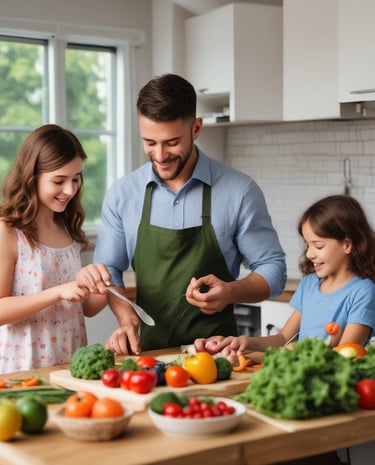 Minimalist kitchen countertop with a bottle of olive oil, fresh bread, and herbs.