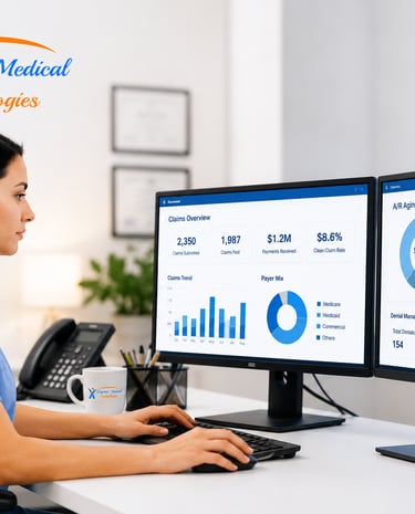 Medical billing specialist reviewing claim