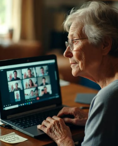 Senior Making Free Video Calls to Family Living Abroad