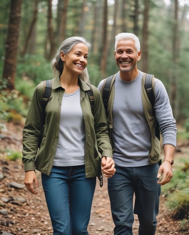 A diverse group of men and women enjoying outdoor activities, radiating health and vitality.