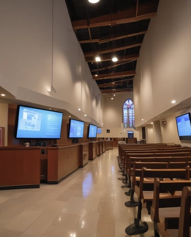Outdoor commercial building illuminated by expertly installed architectural lighting at dusk.