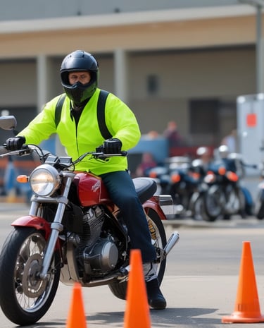 A group of diverse riders participating in a 'Sharing the Road' awareness session with attentive drivers.