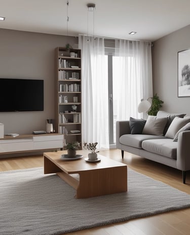 A team member performing quality control inspection inside a rental apartment.