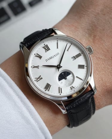 A clean, modern clock with subtle reflections symbolizing time’s value.