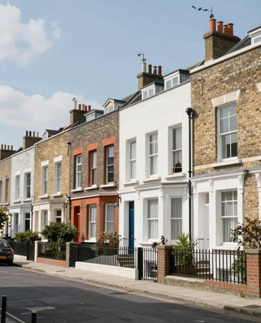 A clean, modern South London street with a variety of homes, reflecting diverse property conditions.