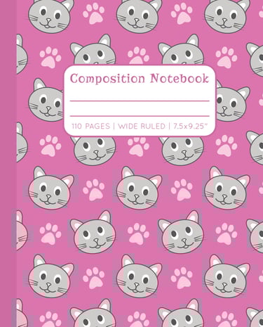 PINK COMPOSITION NOTEBOOK - Cats & Paws