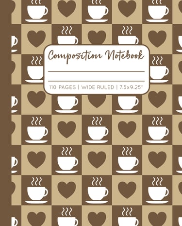 BROWN-BEIGE COMPOSITION NOTEBOOK - Coffee & Hearts