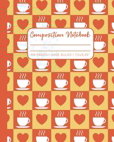 ORANGE-YELLOW COMPOSITION NOTEBOOK - Coffee & Hearts
