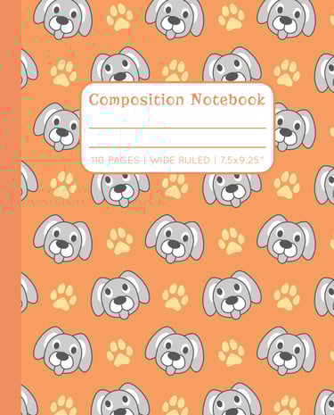 APRICOT-ORANGE COMPOSITION NOTEBOOK - Dogs & Paws