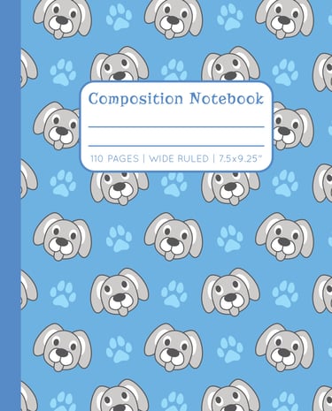 BLUE COMPOSITION NOTEBOOK - Dogs & Paws