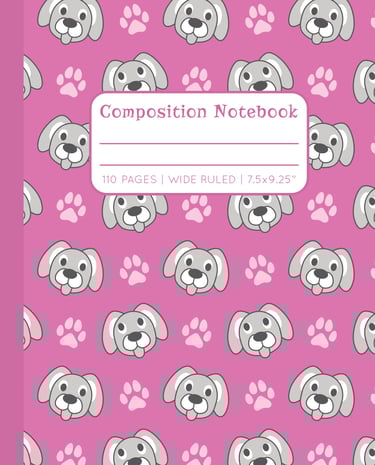 PINK COMPOSITION NOTEBOOK - Dogs & Paws