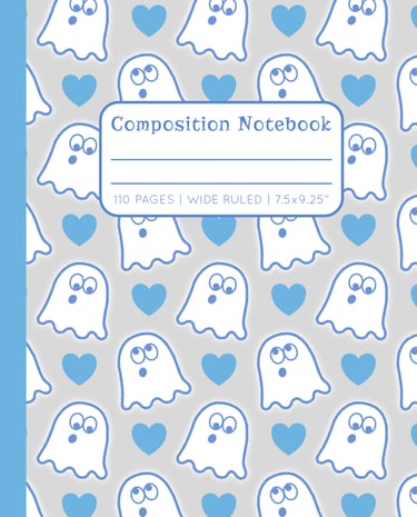 Blue & Silver-Gray COMPOSITION NOTEBOOK - Cute Ghosts