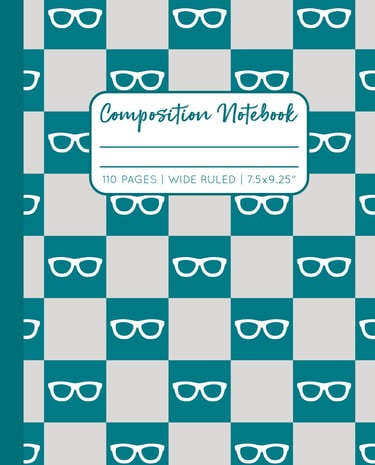 TEAL-GREEN COMPOSITION NOTEBOOK - Reading Glasses