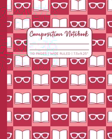 AUTUMN RED COMPOSITION NOTEBOOK - Reading Glasses & Book