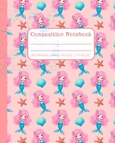 CORAL PINK COMPOSITION NOTEBOOK - Mermaids