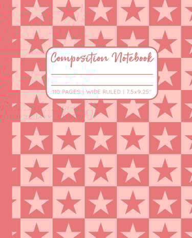 PEACH RED COMPOSITION NOTEBOOK - Stars