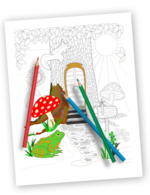 a drawing of a froggy coloring page with pencils and pencils