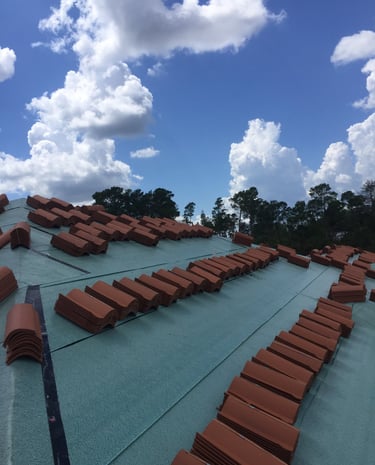 concrete tile roof loaded ready for installation 