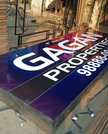 Glow Sign Board with Block-out flex at sides & Back