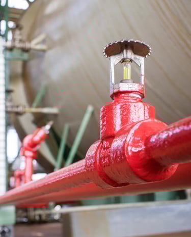 Fire sprinkler head on a pipe