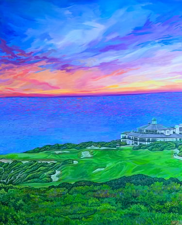 acrylic painting golf scene 